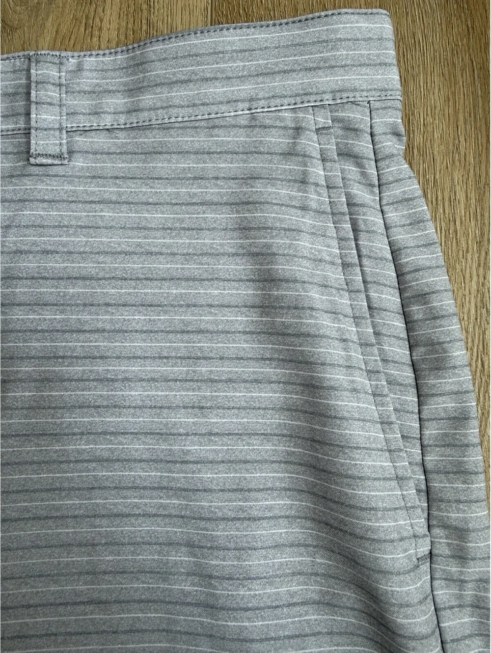 Ben Hogan Golf Shorts Mens 38 Blue Gray Striped Performance Stretch Flat Front